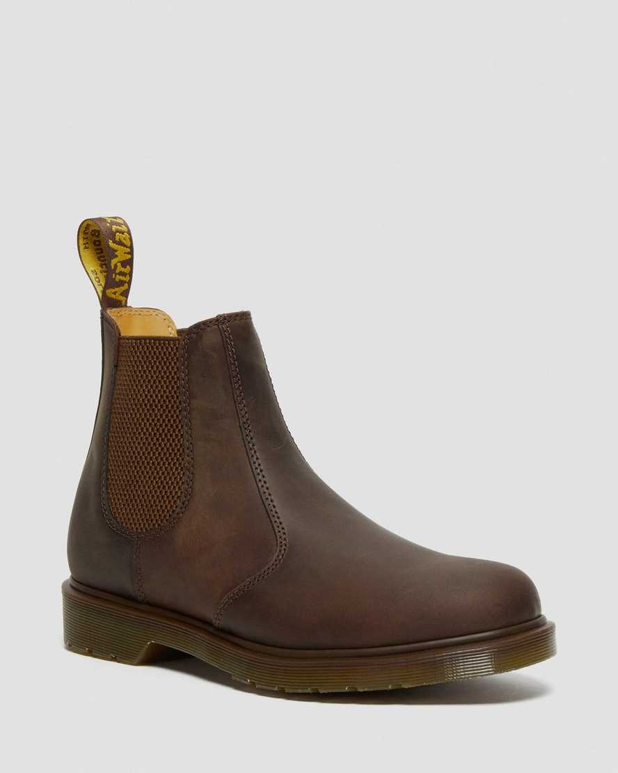 Dr. Martens 2976 Crazy Horse Deri Erkek Chelsea Bot - Bot Koyu Kahverengi |SOJGV3794|